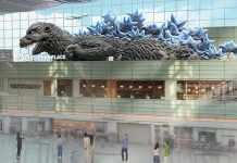 Tokyo’s Haneda airport bids travellers farewell with a colossal Godzilla installation