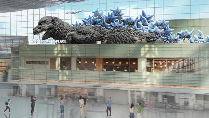 Tokyo’s Haneda airport bids travellers farewell with a colossal Godzilla installation